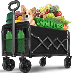 Collapsible Wagons Carts Foldable Wagon, Foldable Wagon Cart with Wheels, Folding Wagons for Beach Camp Sports Garden