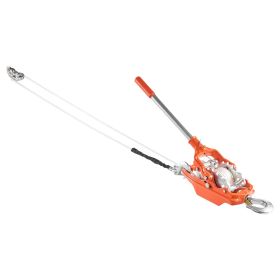 Rope Puller, 6614 lbs Pulling Capacity, Heavy Duty Ratchet Power Puller Tool with 35 ft of 0.3 in Diameter Rope & 2 Hooks