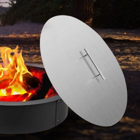 Fire Pit Lid Round 20 Inch Fire Pit Ring Lid 1.5 mm Thick 304 Stainless Steel Fire Pit Burner Cover for Round Patio Fire Pit