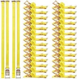 Ratchet Straps, 2 in x 15 ft, 30 Pack E-Track Tie Down Straps, 4400 lbs Break Strength & 1460 lbs Rated Load, Tie Down Ratcheting for Moving, Tra