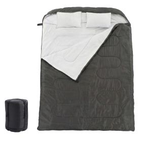 Adult Double Warm Sleeping Bag With Pillow, Lightweight, Portable And Compact Double Sleeping Bag (Option: black)